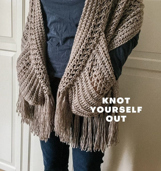 Boho Crochet Shawl with Pockets and Fringe | EASY Womens Scarf Pattern